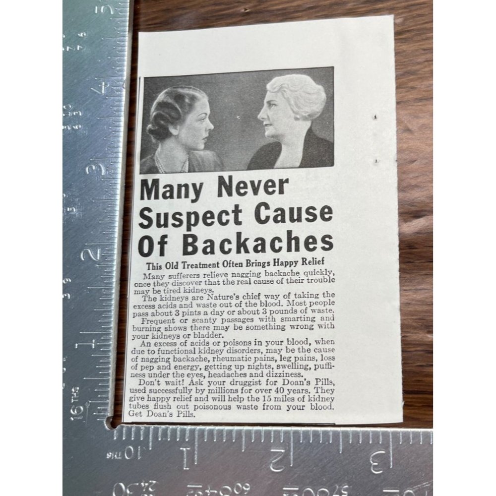 Doan's Pills 1938 Vintage Print Ad Kidney Flush Out Backaches - Picture 3 of 8